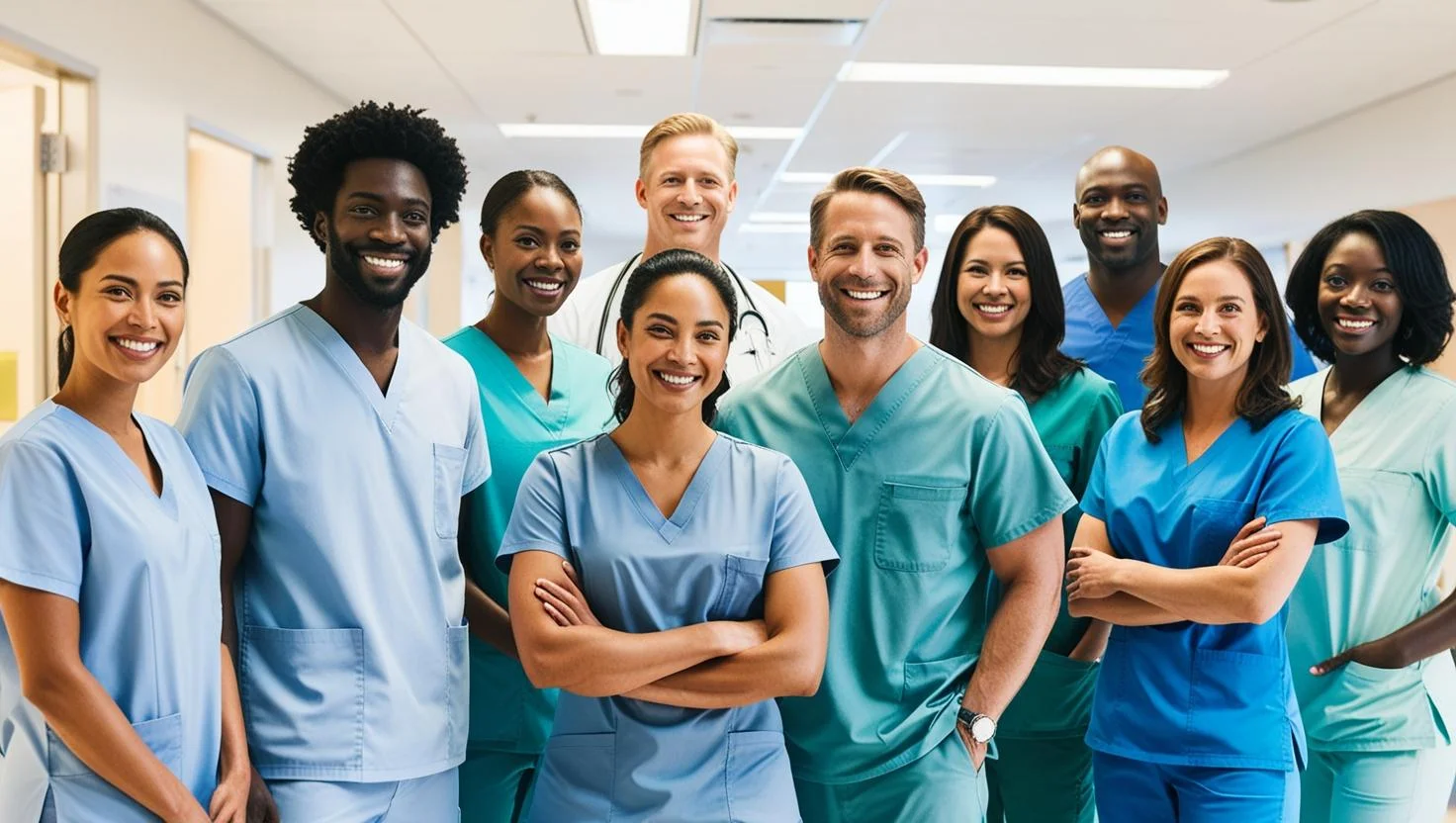 A healthcare professional smiling